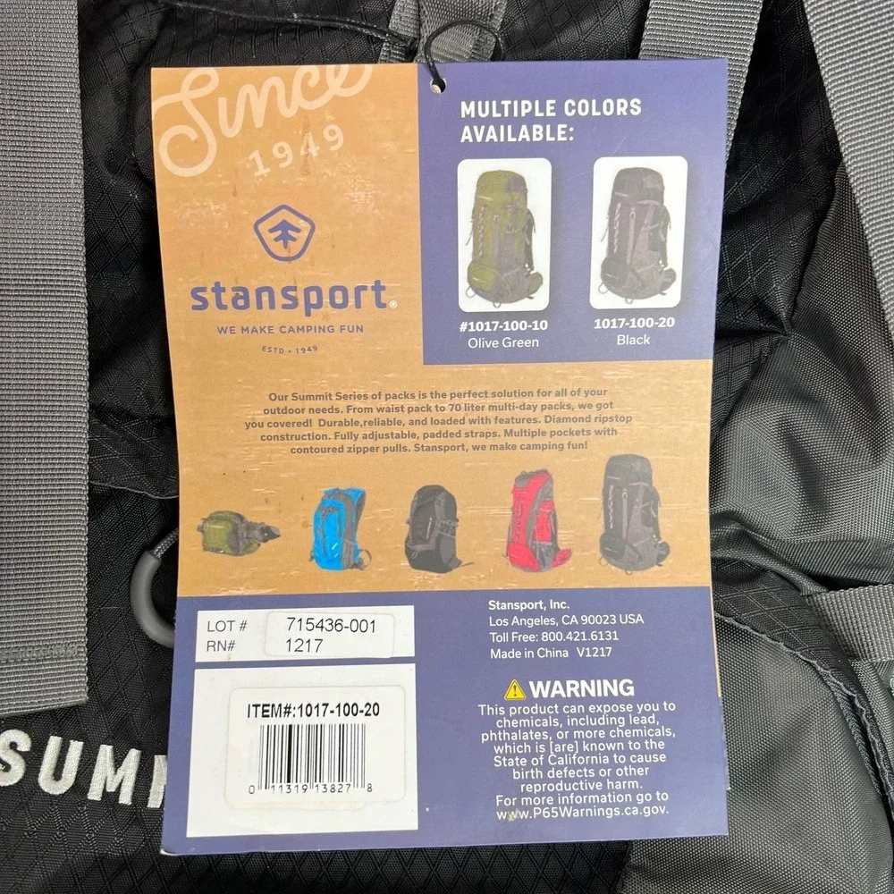 Stansport Backpack SUMMIT 70+10L‎ Frame Pack Adjustable Suspension NWT